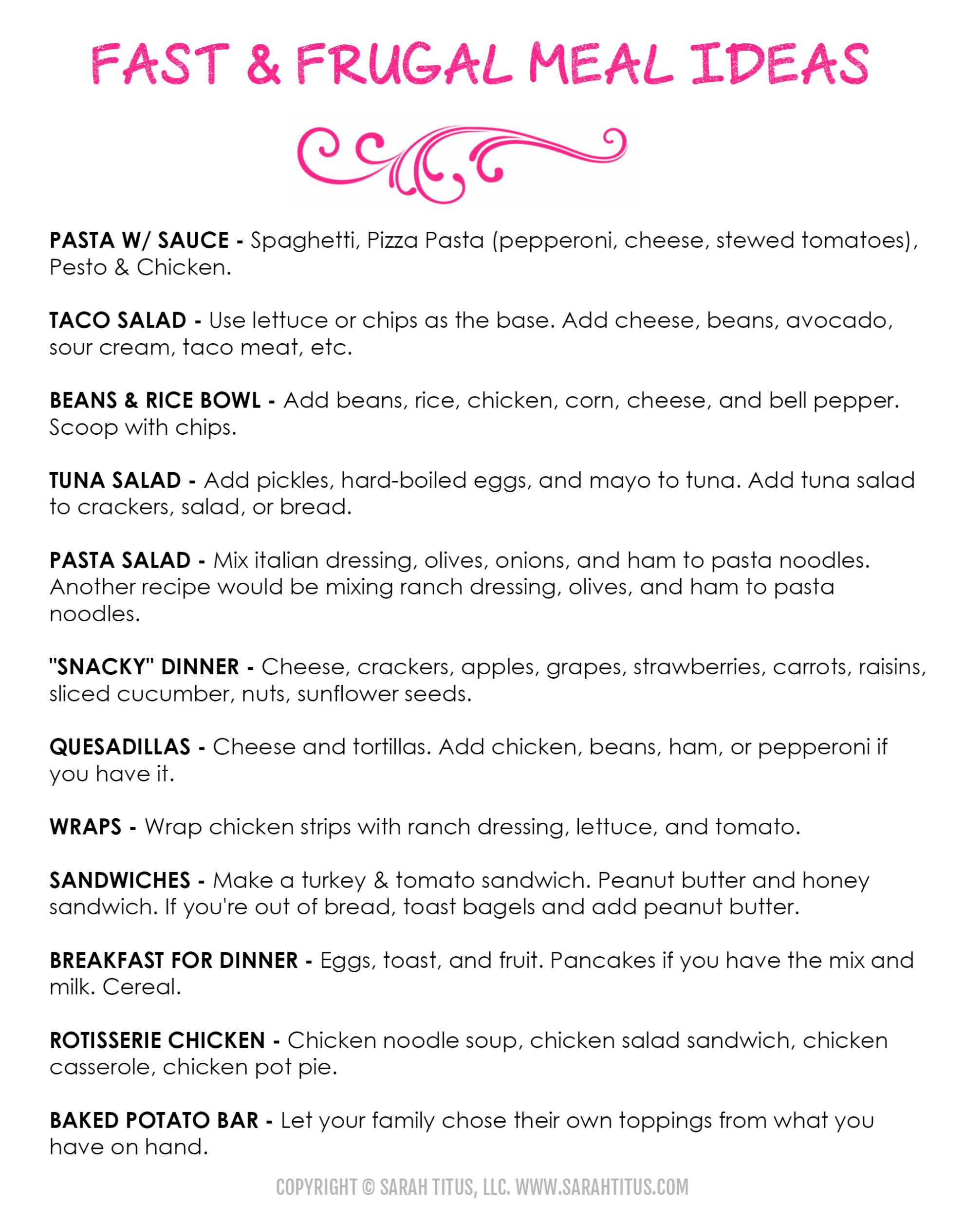 Dinner Ideas List - Family Dinner Ideas - Create Bake Make : Create