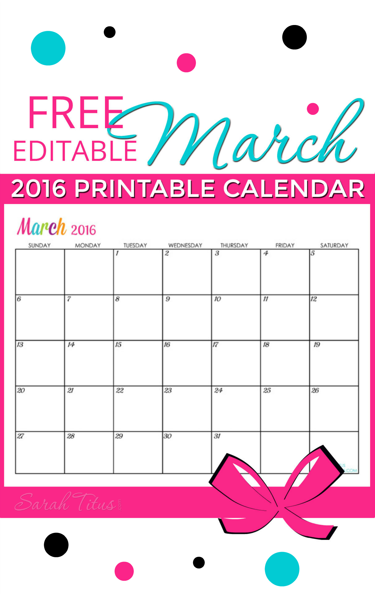 Printable Calendar March 2016 Printable Calendar March 2016
