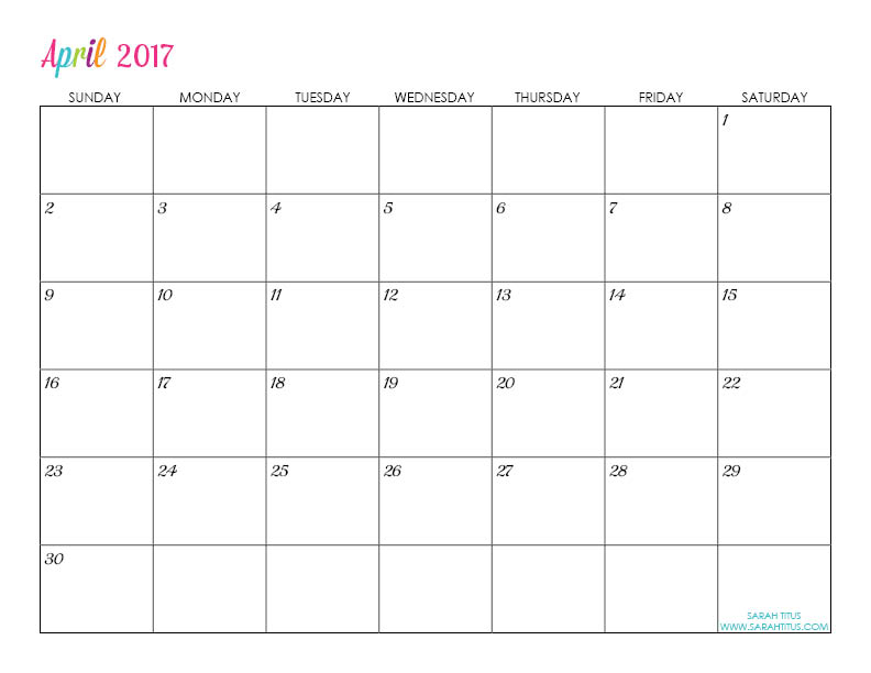 Custom Editable Free Printable 2017 Calendars Sarah Titus