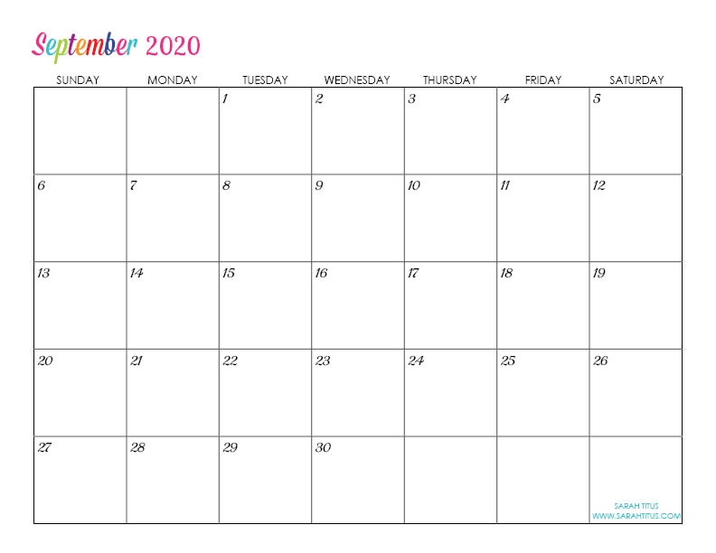 Custom Editable 2020 Free Printable Calendars - Sarah Titus