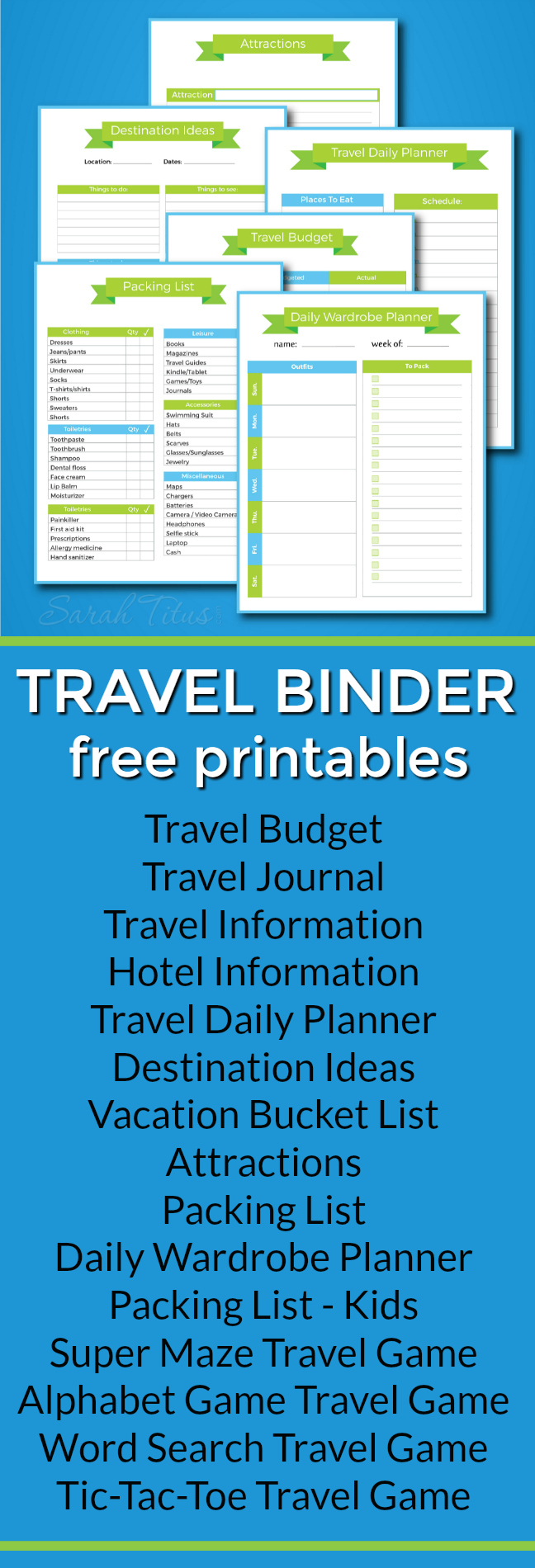 Travel Binder Sarah Titus