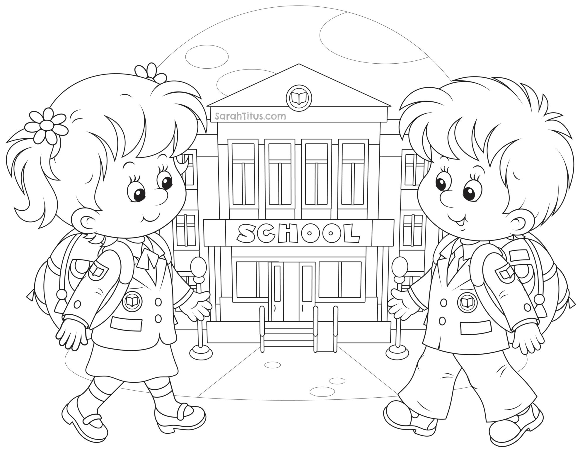 School Coloring Pages Sarah Titus Sarahtitus Kindergarten