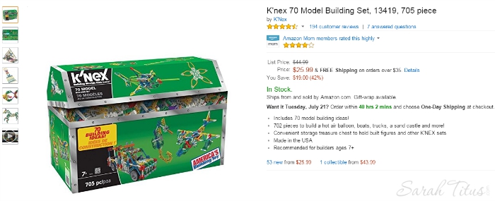 Amazon.com K nex 70 Model Building Set 13419 705 piece Toys Games