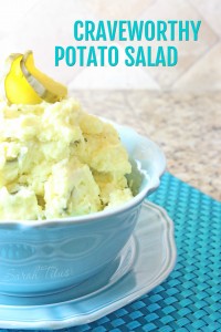 This craveworthy potato salad has some fun ingredients in it, including water chestnuts and pickle juice. Although it may seem odd, this recipe is totally to die for. It's SOOOO tasty!