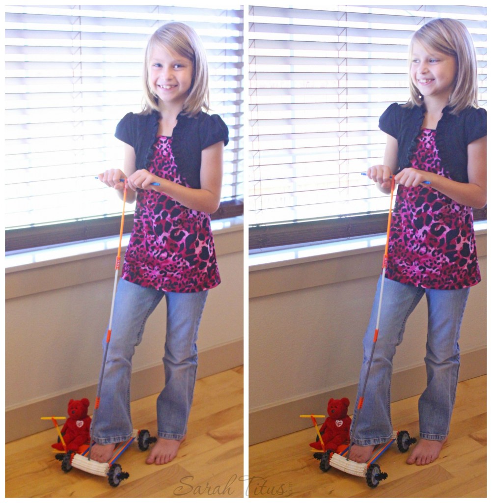 My kids love K'nex; I can't get them to put them down! Here's my daughter's most recent creation, along with a step by step guide for how to make your very own K'nex scooter as well!