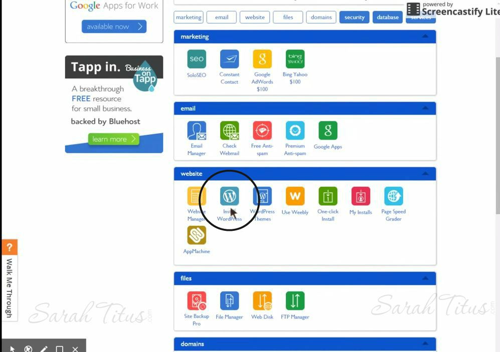 Installing wordpress in your Bluehost web hosting dashboard