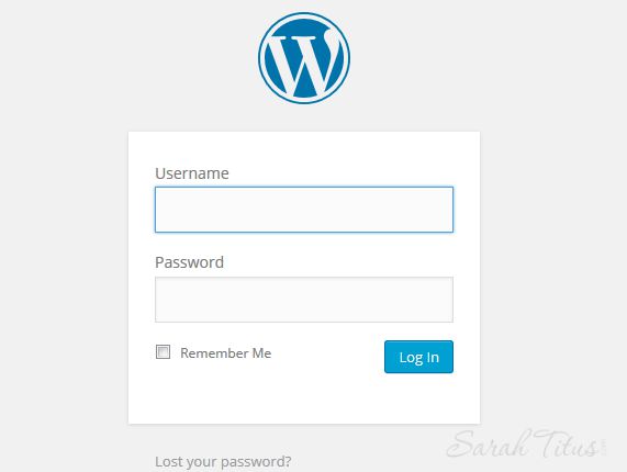 Home screen to log in to your new WordPress site