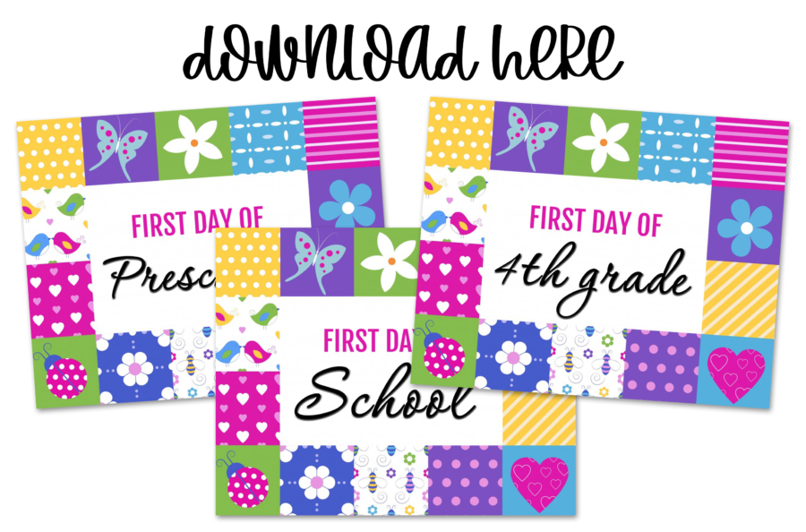 Free First Day of School Printable Signs Girl
