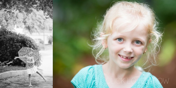 Taking pictures of a little girl on a cloudy day versus a bright sunny day