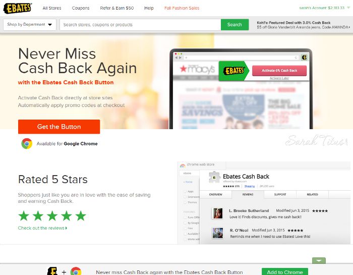 The Ebates Cash Back Button Ebates