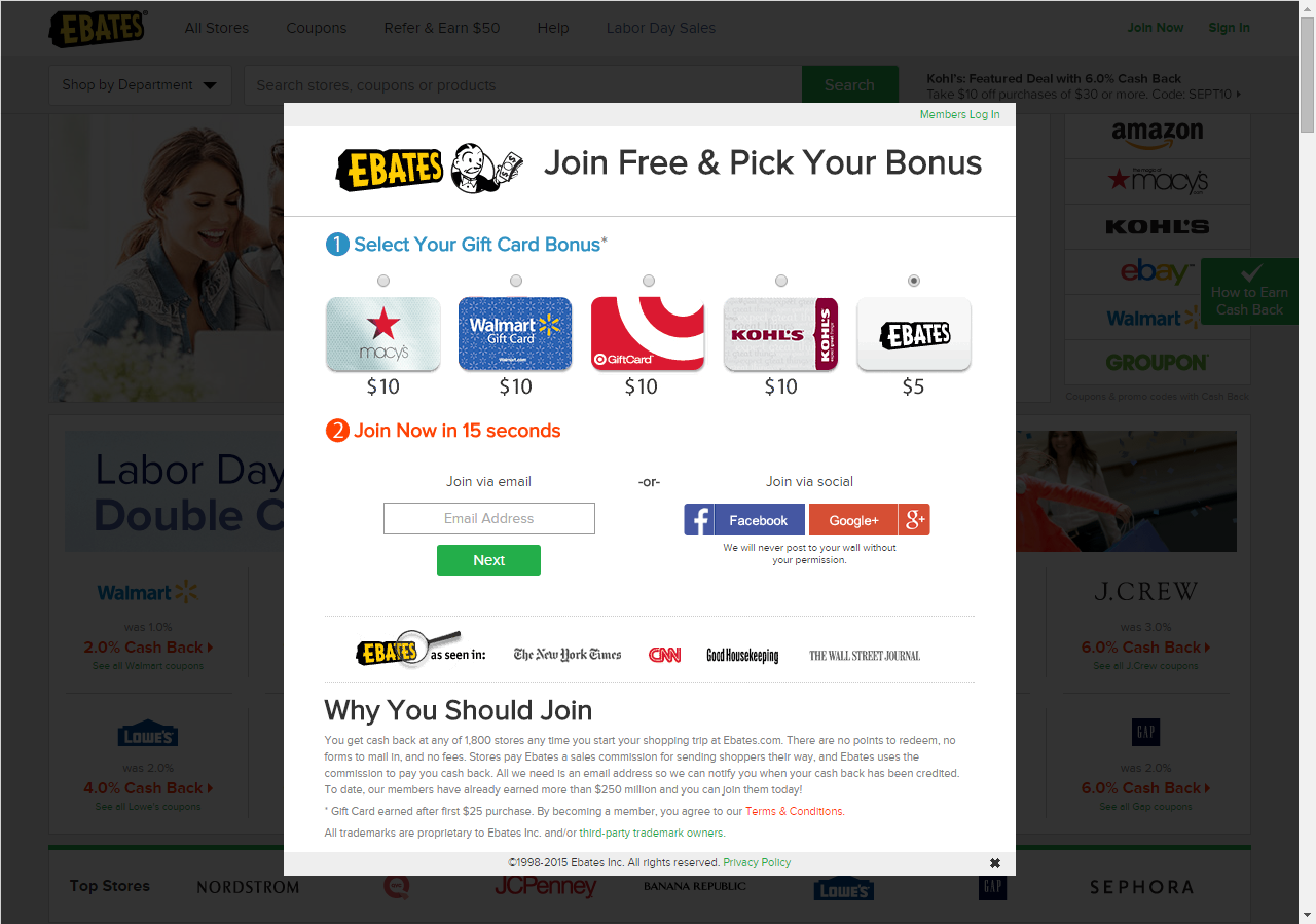 ebates`pick your bonus screenshot