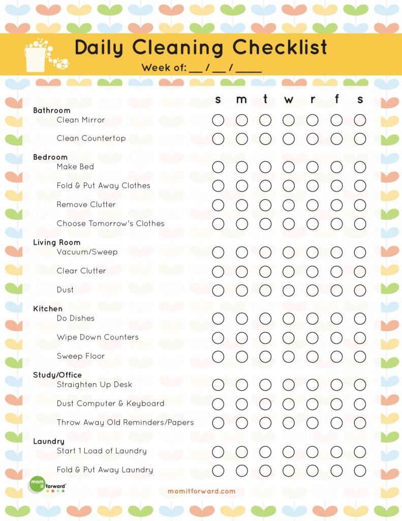 Short and sweet, this simple cleaning checklist is great!