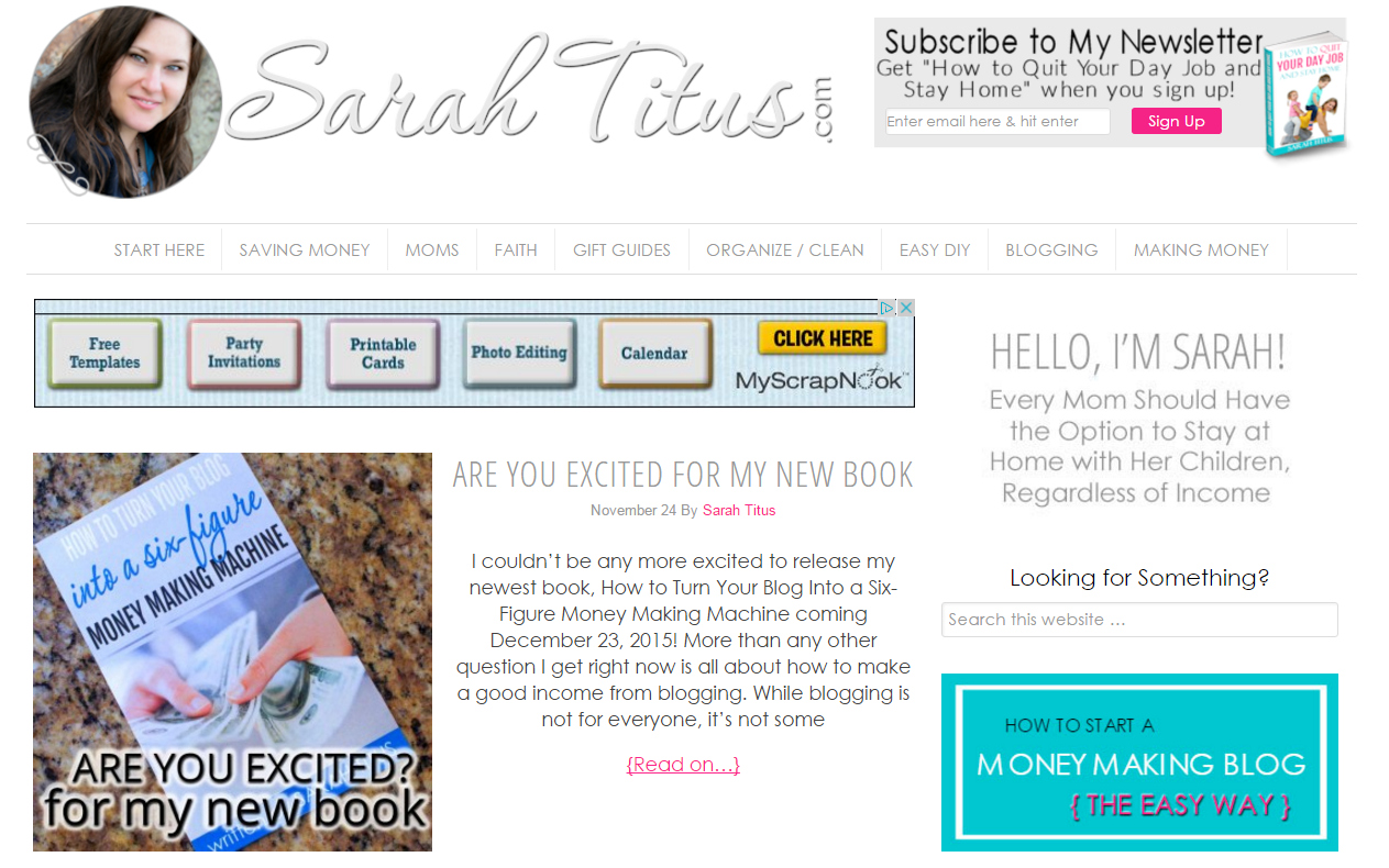 Sarah Titus blog screenshot