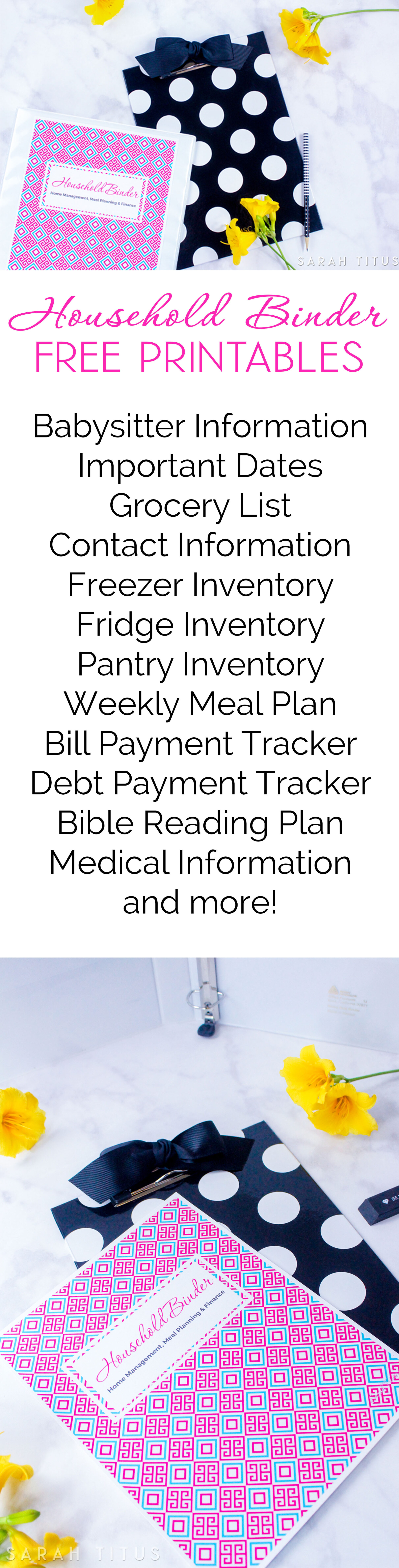 Household Binder Free Printables Sarah Titus Household Binder Free Printables Sarah Titus
