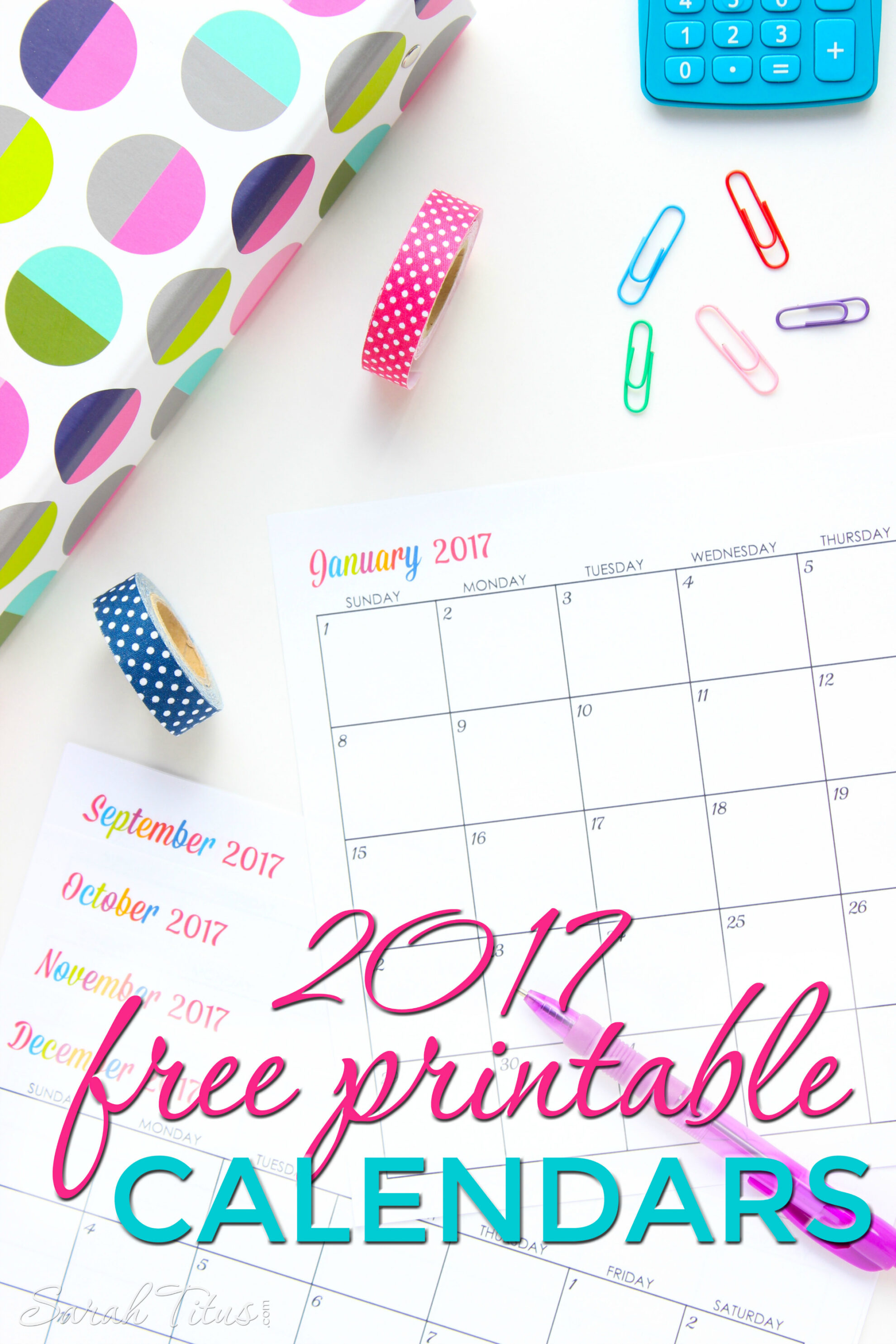 Free Printable 2017 Calendars - Completely editable online!!! Use them for menu planning, homeschooling, blogging, or just to organize your life.