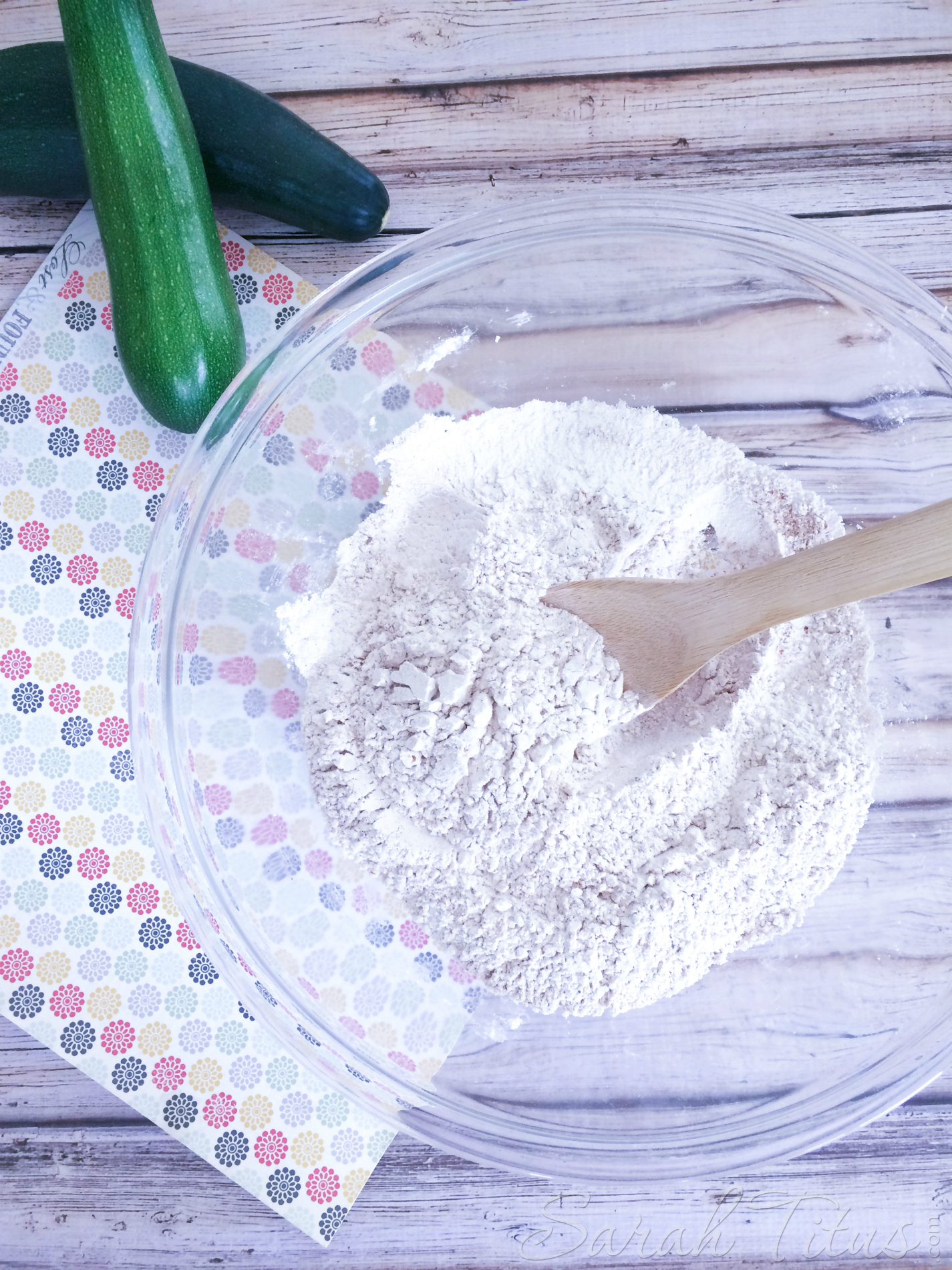 Flour in a bowl for Zucchini Bread 