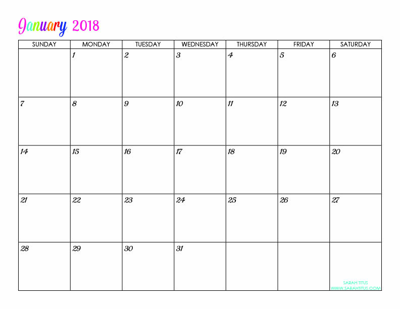 Custom Editable Free Printable 2018 Calendars Sarah Titus
