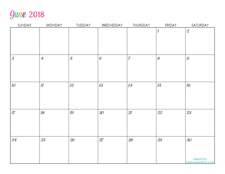 custom editable free printable 2018 calendars sarah titus free june calendars