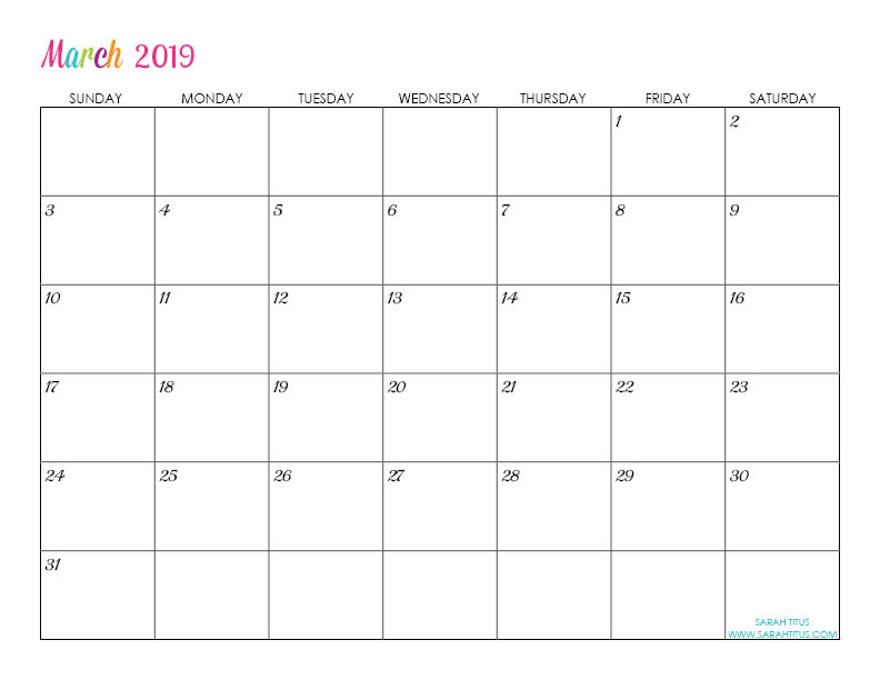 Free Printable 2019 Calendars - Completely editable online!!! Use them for menu planning, homeschooling, blogging, or just to organize your life.