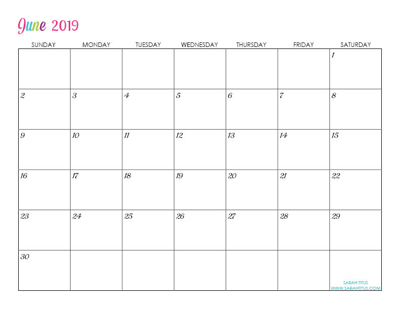 Custom Editable Free Printable 2019 Calendars Sarah Titus