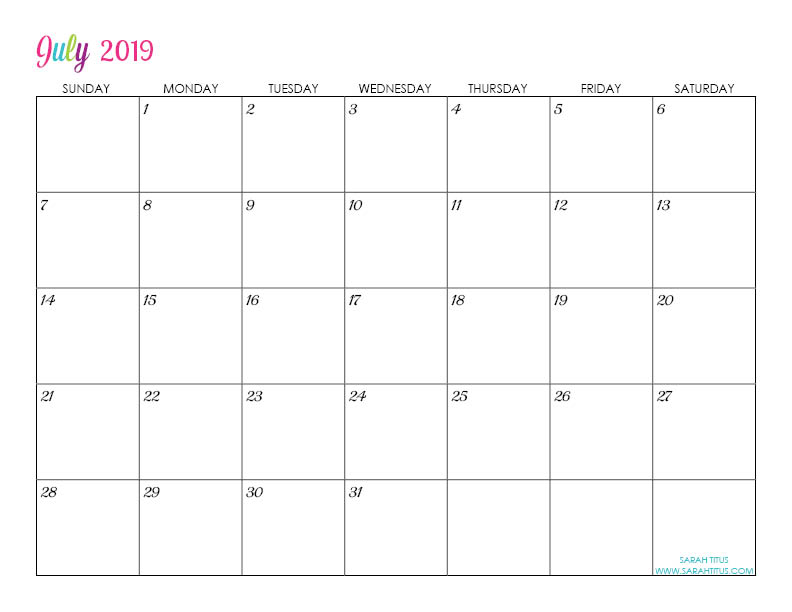 Free Printable 2019 Calendars - Completely editable online!!! Use them for menu planning, homeschooling, blogging, or just to organize your life.
