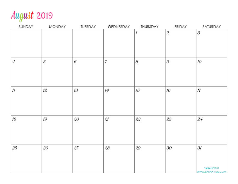 Free Printable 2019 Calendars - Completely editable online!!! Use them for menu planning, homeschooling, blogging, or just to organize your life.