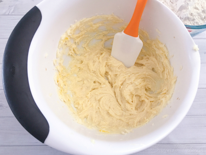 Apple Sugar Cookie batter ingredients sugar and butter being creamed