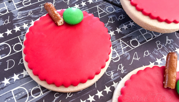 These apple sugar cookies are so cute and are a great recipe to make with your kids during apple season!