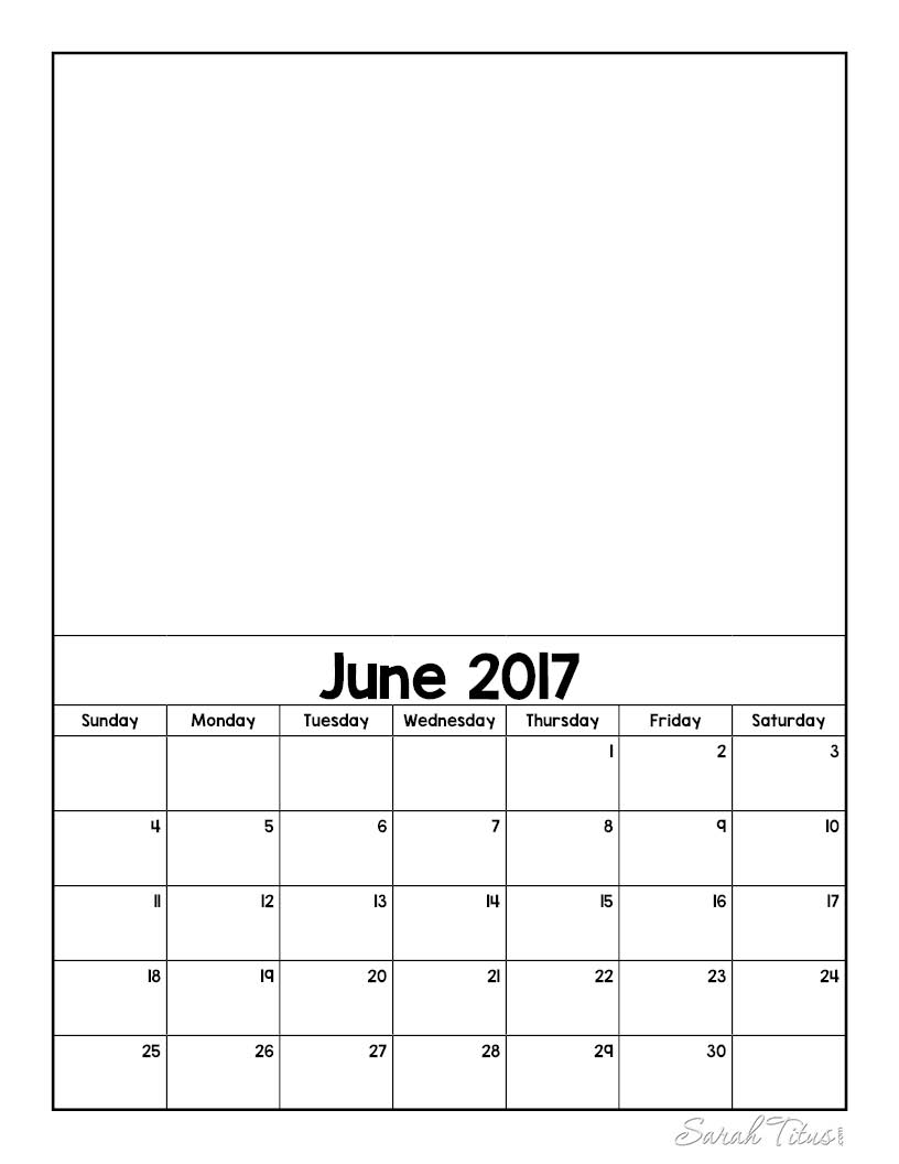 Free Blank Online Calendar June 2017 - Sarah Titus Free Blank Online Calendar June 2017 - Sarah Titus