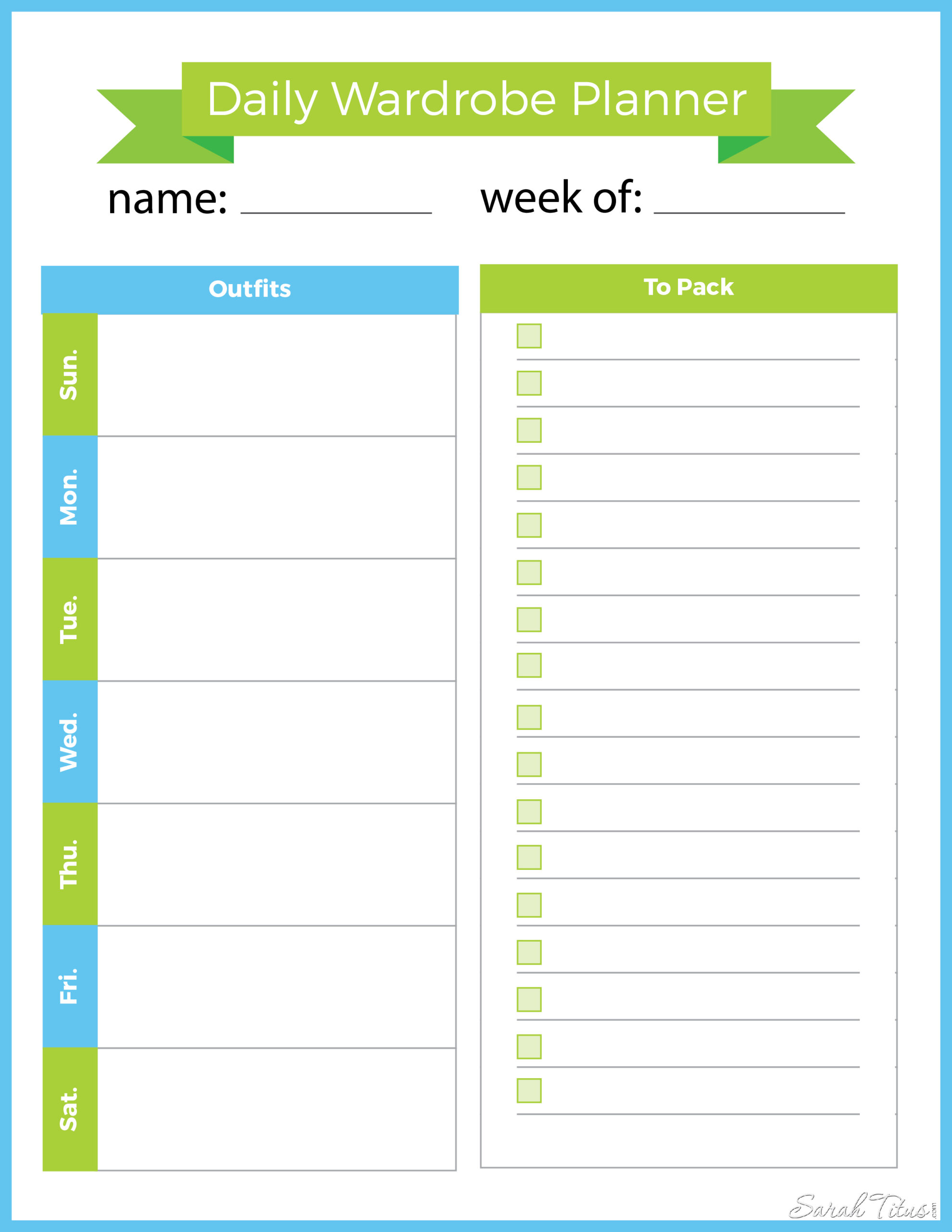 Travel Binder Daily Wardrobe Planner Sarah Titus