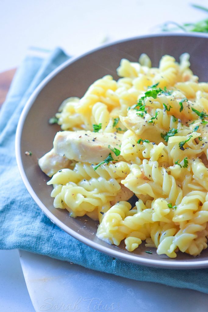 During the week, when we are busy with school and work, quick and easy meals are the way to go! This One Pot Tuscan Chicken Pasta does it all, plus it's less cleanup afterwards!