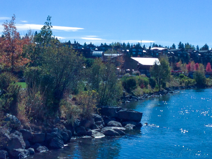 Scenic shot of water and town Bend, Oregon
