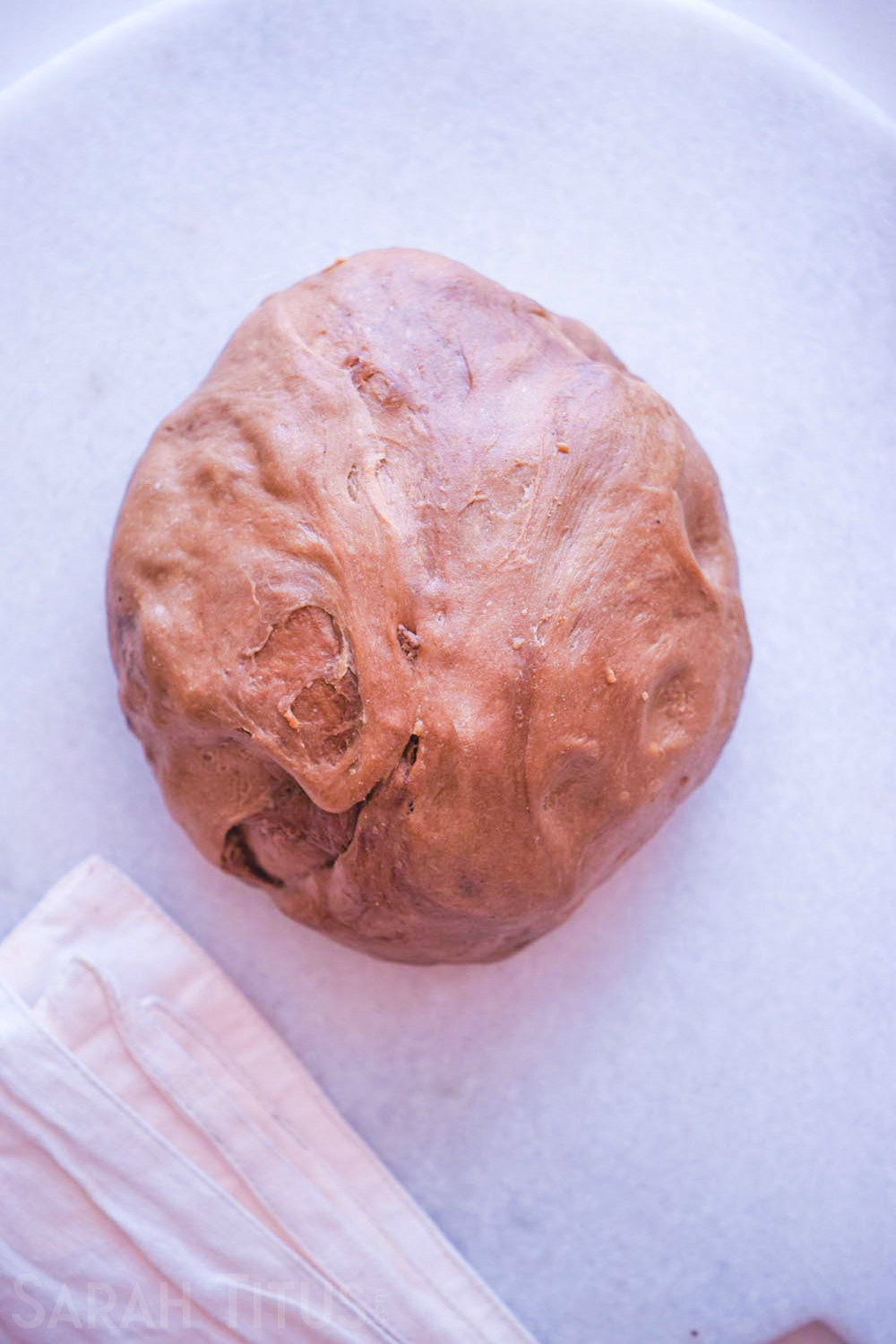 Beautiful brown apple pie crust with cocoa, butter, flour, sugar, peanut butter and water.