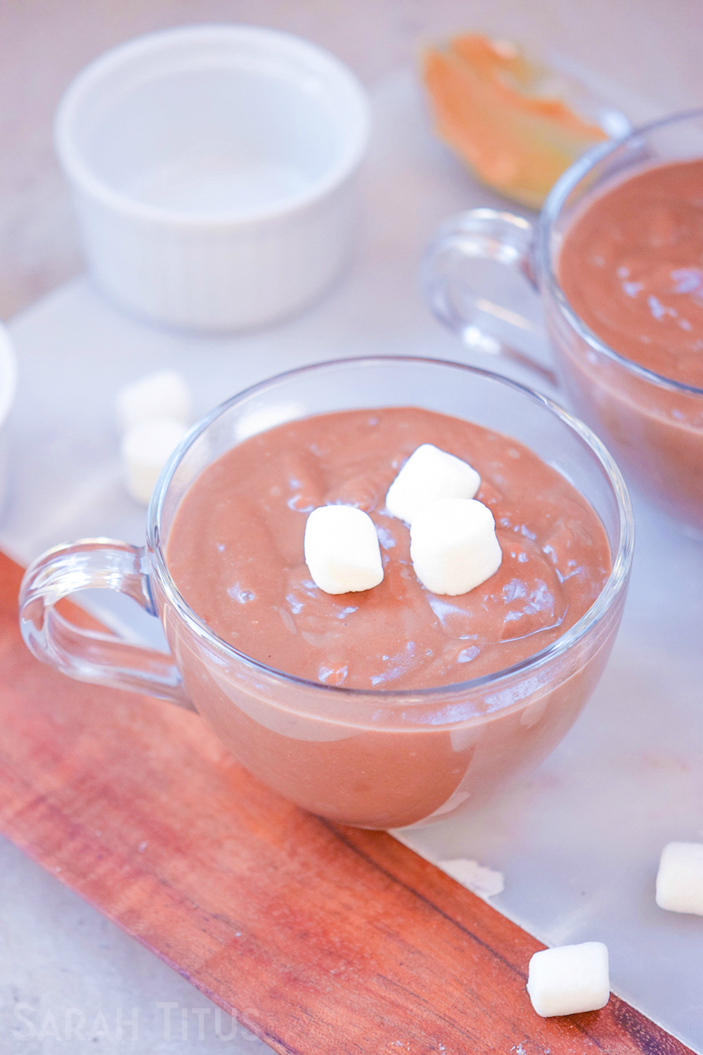 When the weather outside is frightful- come inside and defrost with this super tasty, super rich thickest peanut butter hot chocolate around.