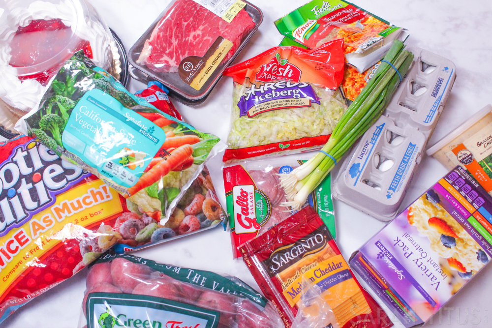 Albertson's grocery products on a kitchen counter