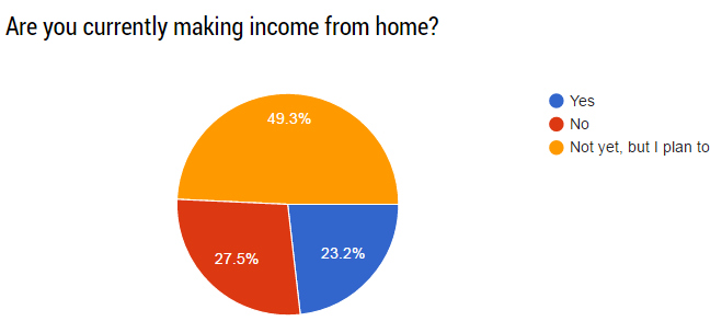 Statistic image on how many people are making money from home currently