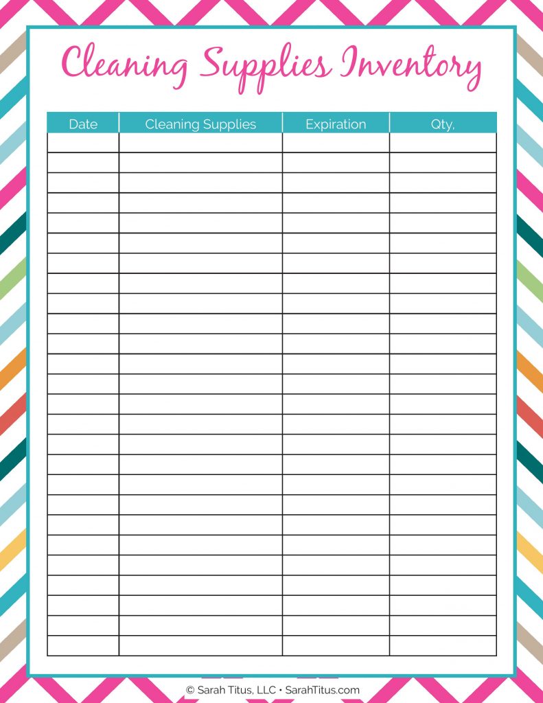 Cleaning Binder: Cleaning Supplies Inventory - Sarah Titus