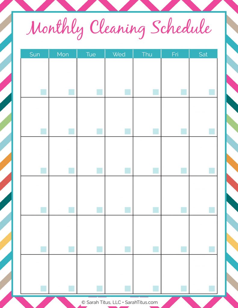 monthly cleaning schedule