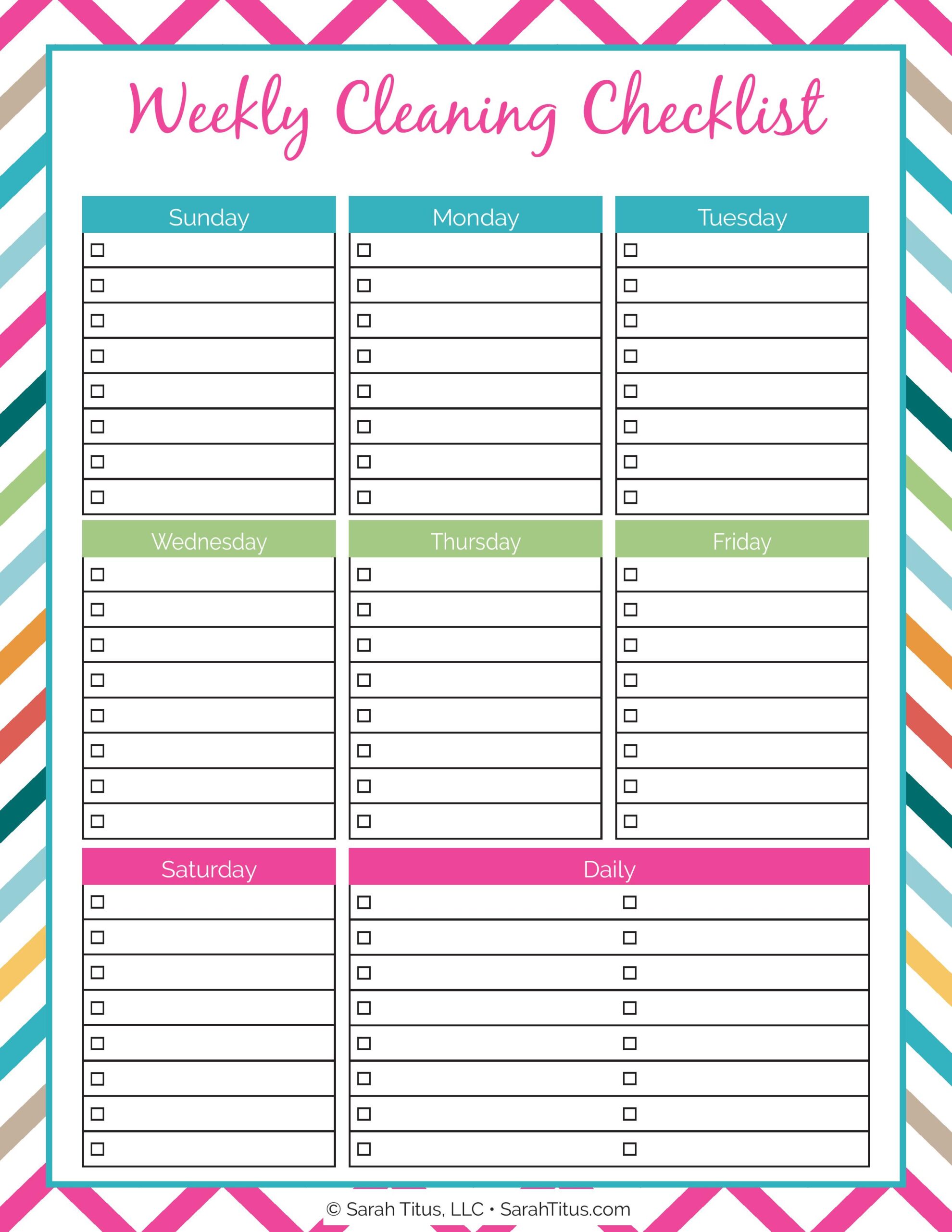 Printable Weekly Cleaning Schedule Template Printable Free Templates