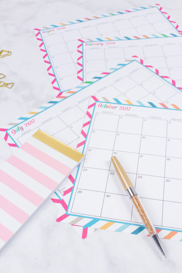 printable 2018 monthly calendar