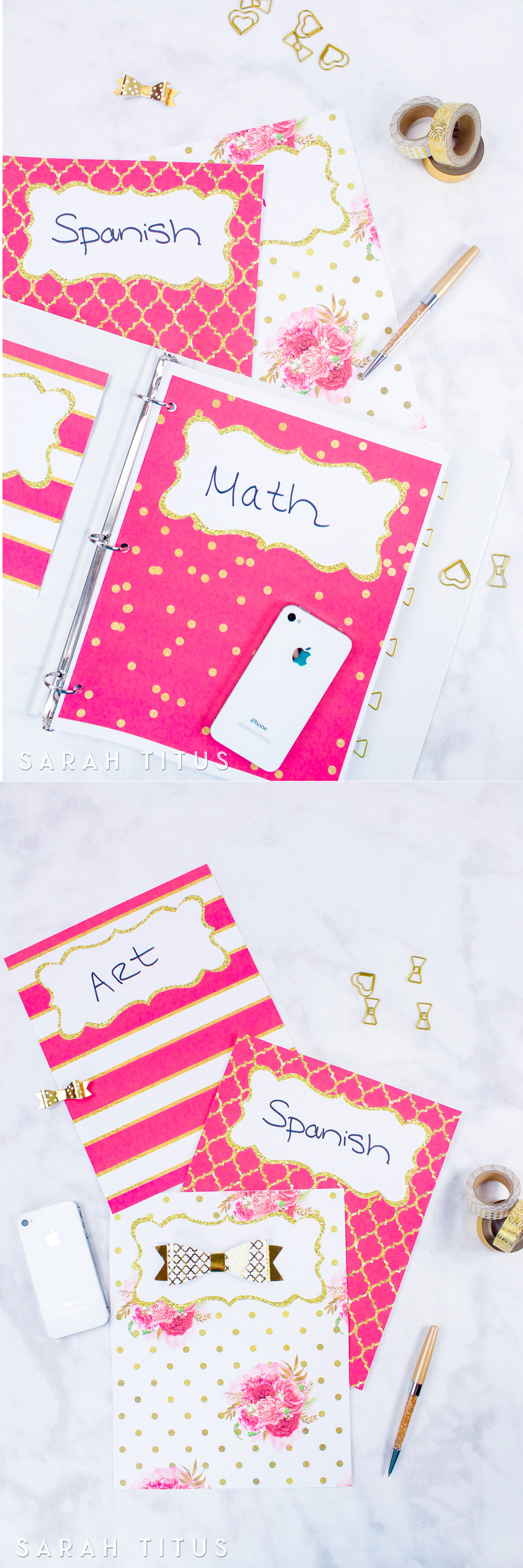Use these binder covers / dividers free printables either as binder covers or as dividers for anything you want to organize, whether it be school, your notebooks, or home binders. 