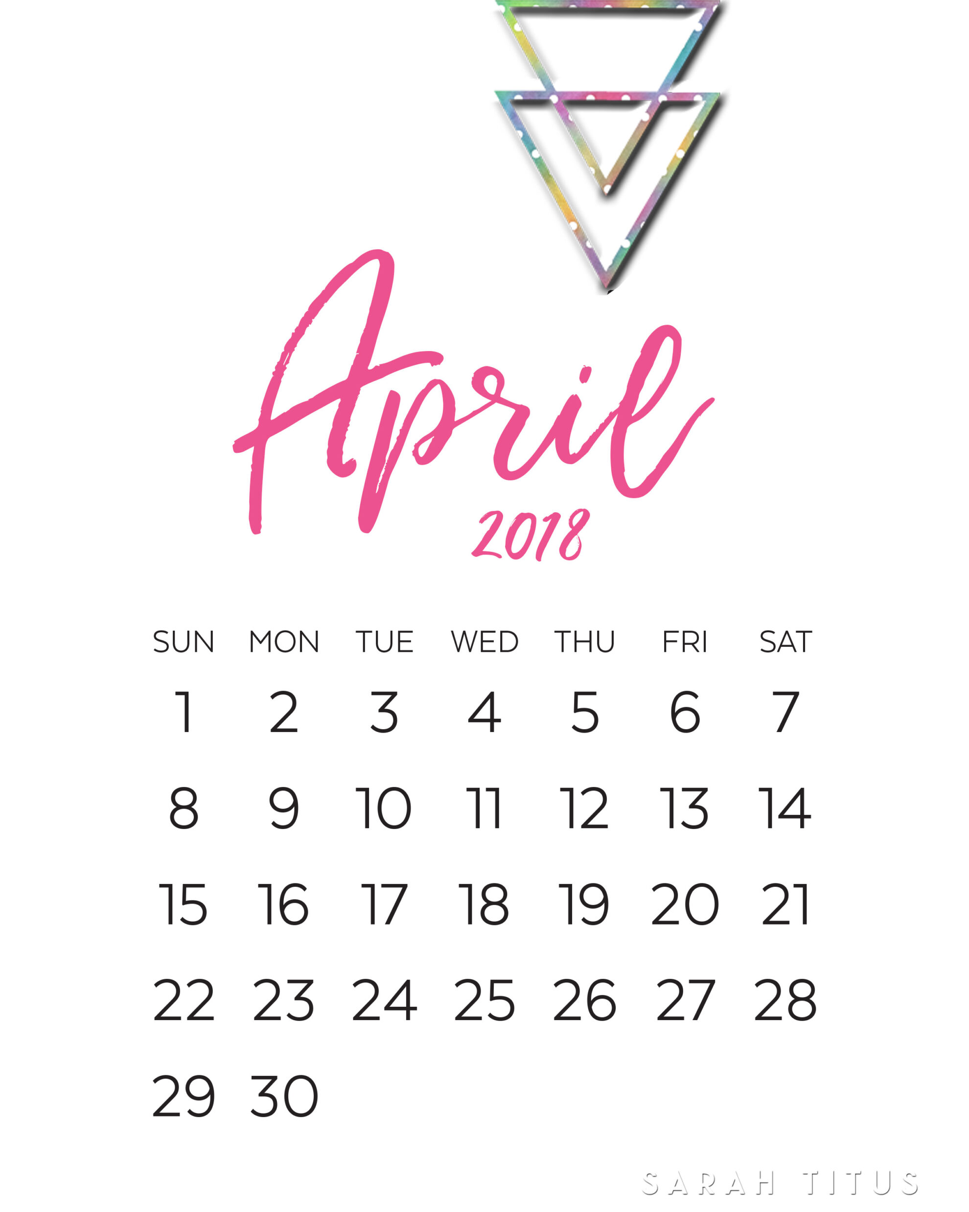monthly 2018 calendar