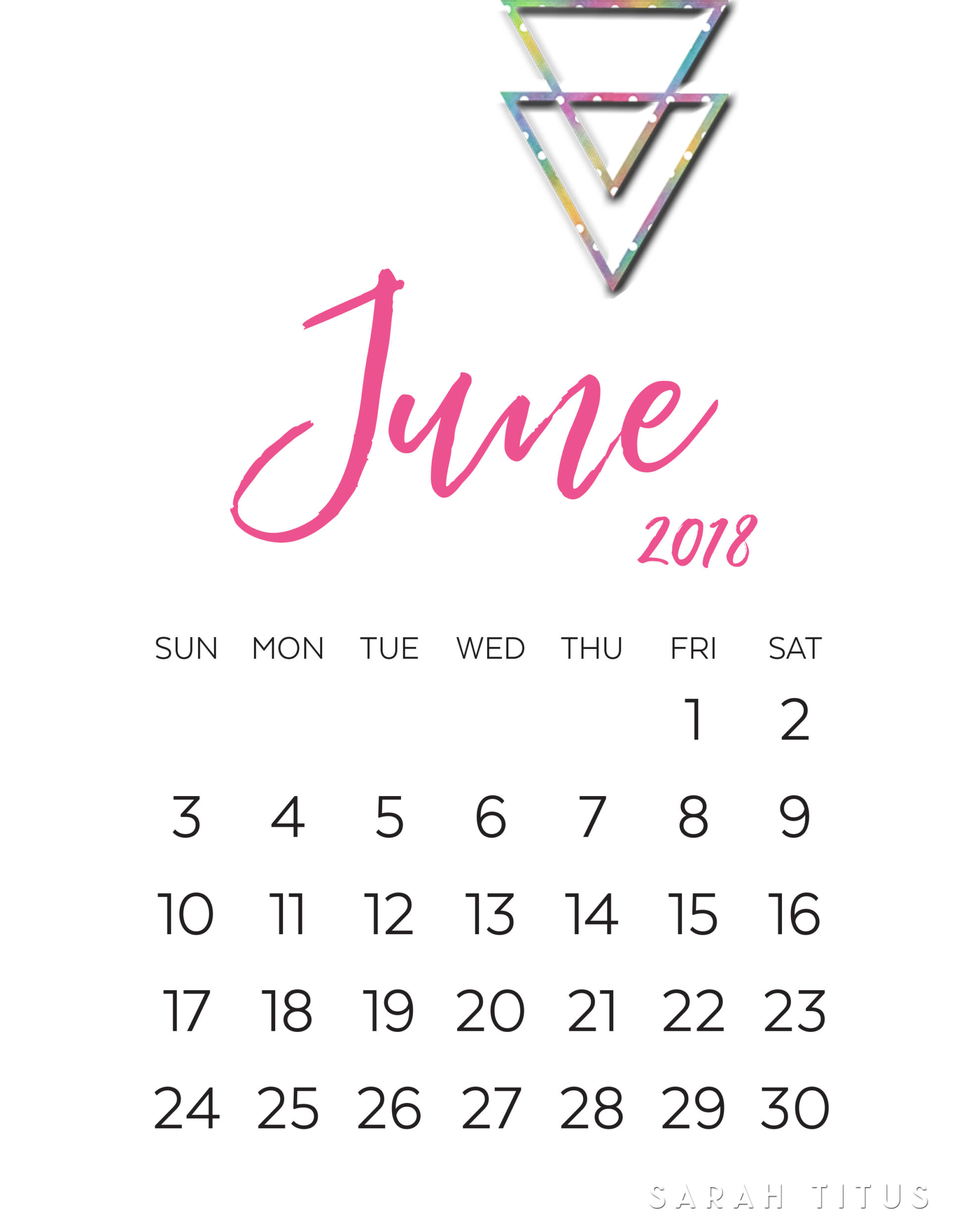 weekly calendar june 2018