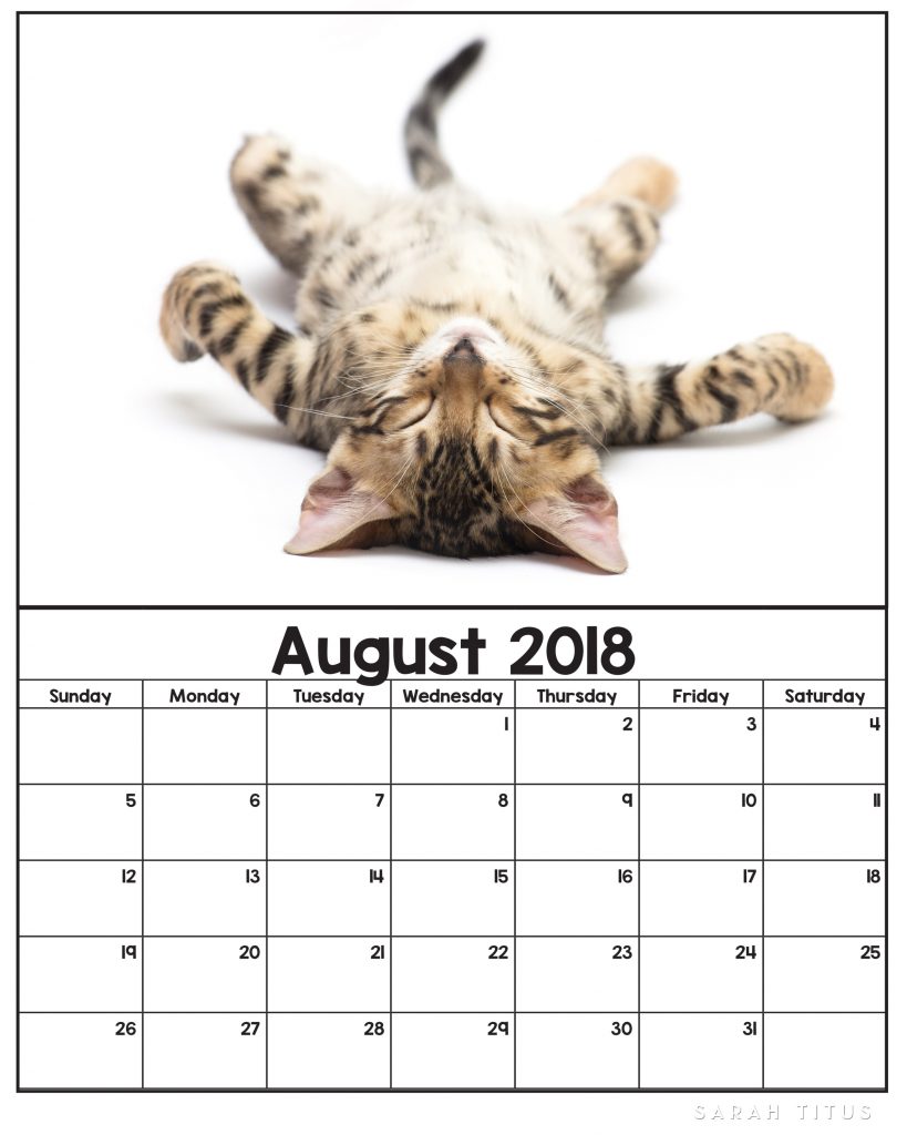 Free Printable 2018 Kitten Calendars - Sarah Titus Free Printable 2018 Kitten Calendars - Sarah Titus