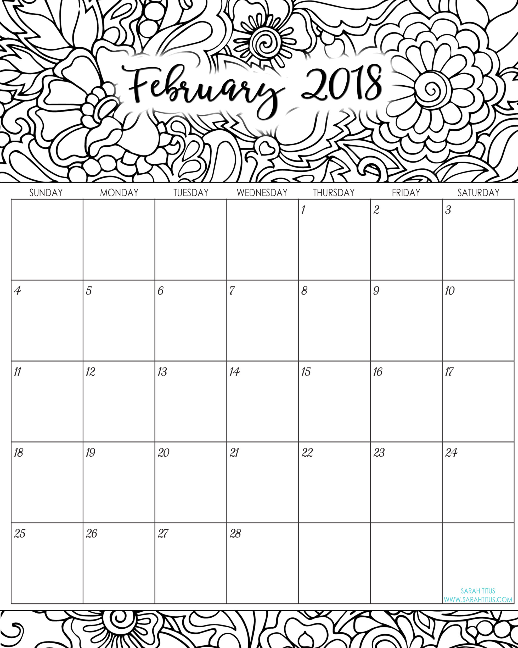 It had just been a stressful week for me. What better thing to color than a calendar! As I was coloring, I found it so relaxing. Before I knew it, my stress had melted away and I was calm. #2018freeprintablecalendars #2018monthlycalendars #2018calendars #freeprintables