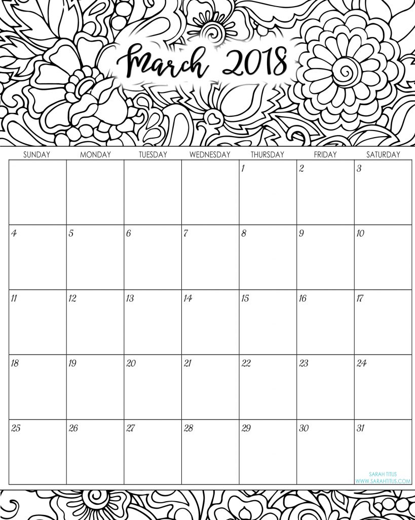 March Calendar Coloring Pages