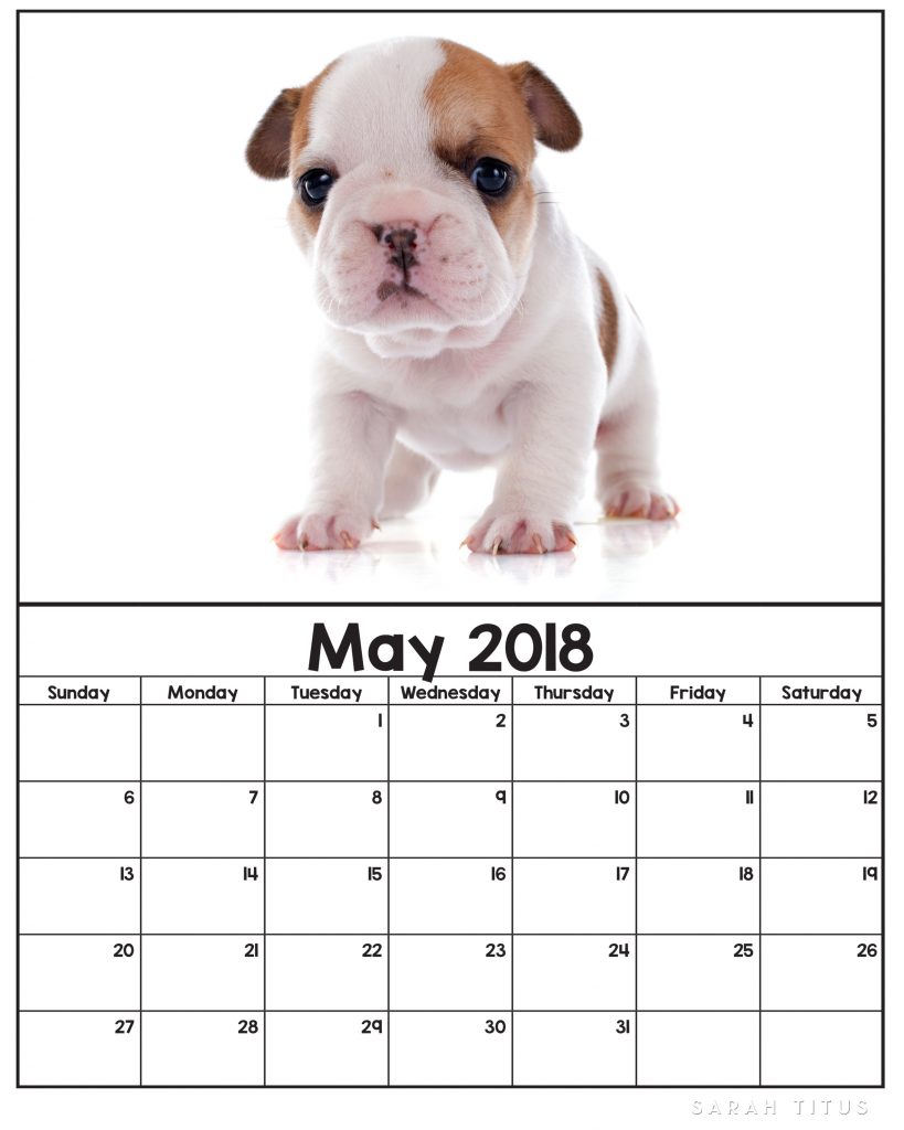 free printable 2018 puppy calendars sarah titus