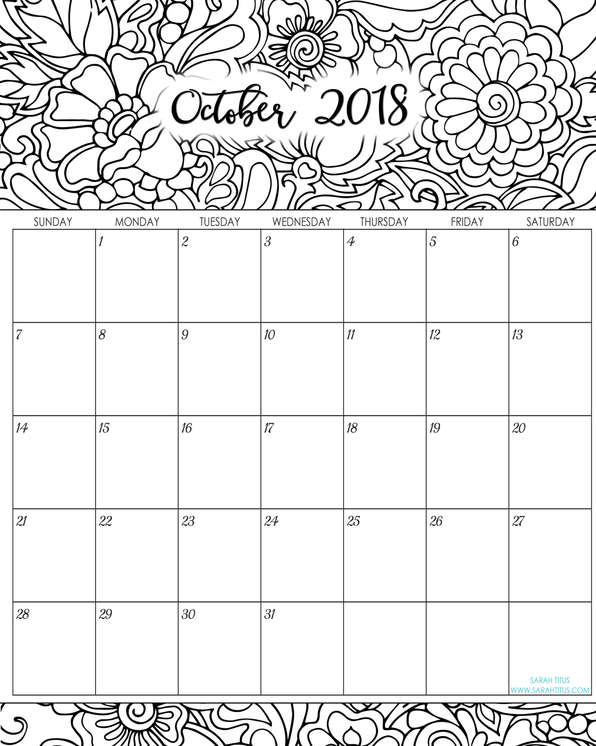 It had just been a stressful week for me. What better thing to color than a calendar! As I was coloring, I found it so relaxing. Before I knew it, my stress had melted away and I was calm. #2018freeprintablecalendars #2018monthlycalendars #2018calendars #freeprintables