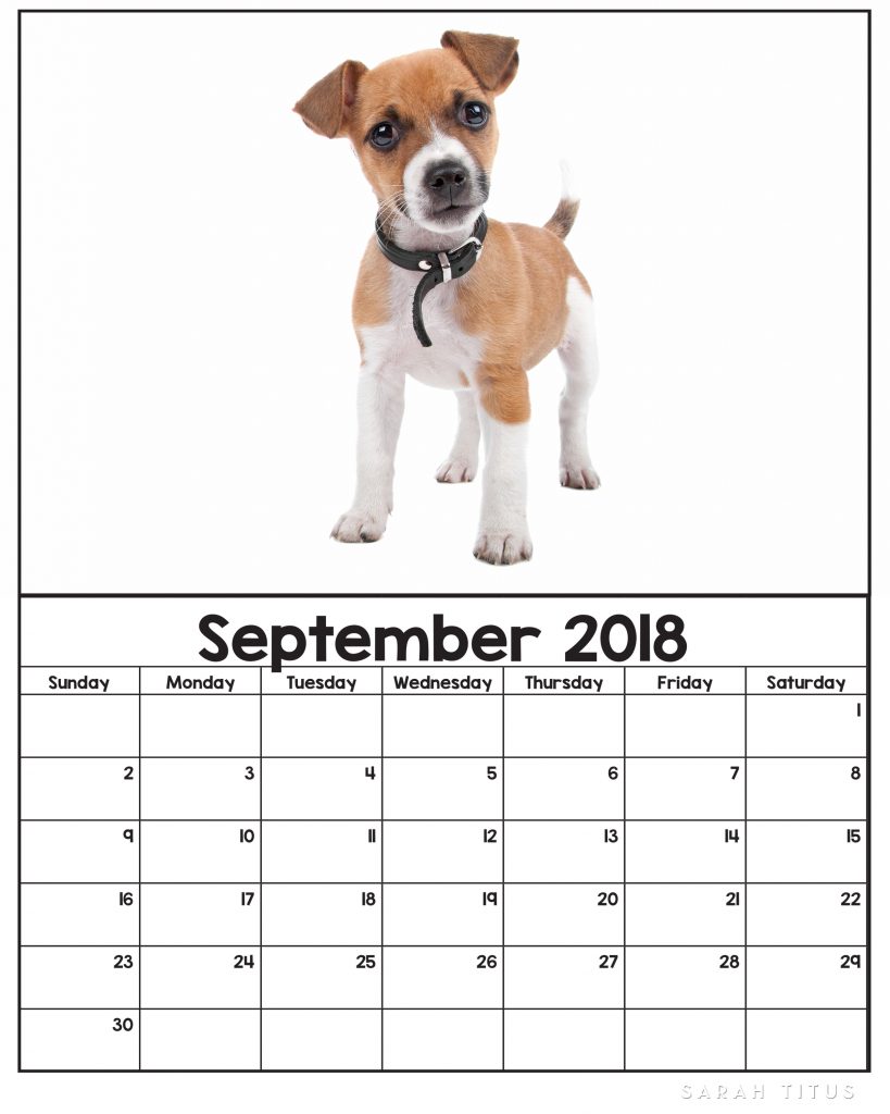 Free Printable 2018 Puppy Calendars - Sarah Titus Free Printable 2018 Puppy Calendars - Sarah Titus