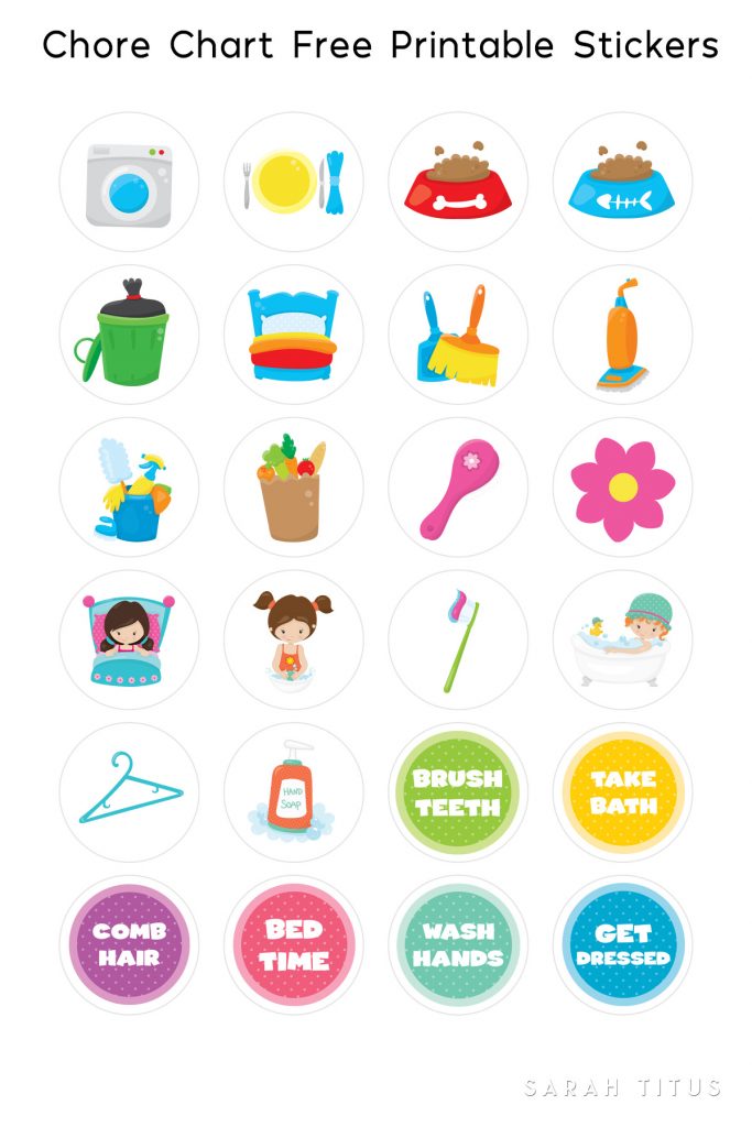 This Free Printable Chore Chart Stickers will motivate your kids to keep your home clean and organized! Plus there's also a cute version for them to color!